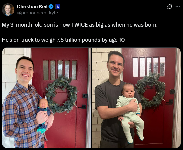Child weight statistics meme from pronounced_kyle on Twitter